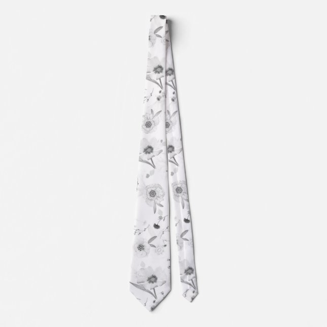 Corbata Canto de cuello blanco floral (Anverso)