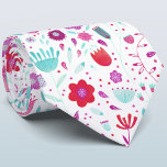 Corbata Canto de Cuello de acuarela floral<br><div class="desc">Moderna pintura de acuarela botánica de flores silvestres azul acuático,  rosa y violeta sobre un fondo blanco.</div>