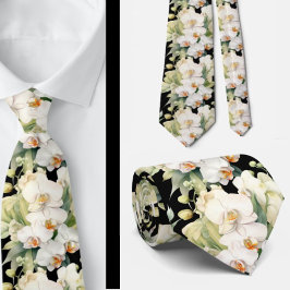 Corbata Canto de cuello de flores de orquídea blanca