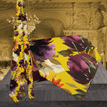 Corbata Canto de cuello de oro para Boda de sol y vino<br><div class="desc">Flores brillantes de girasol y toronjas borgoñas acuarela corbata de cuello boda floral de color agua con flores pintadas de peonías y girasoles en flor con vegetación.</div>