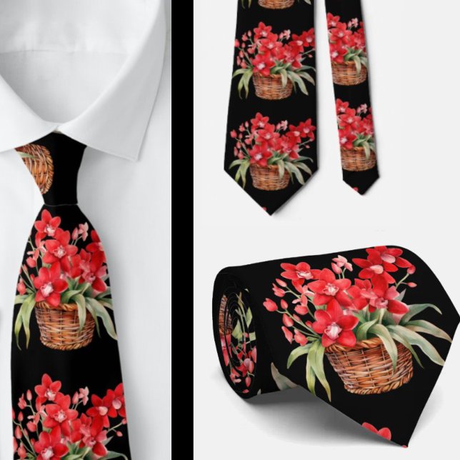 Corbata Canto de cuello de orquídea roja (Subido por el creador)