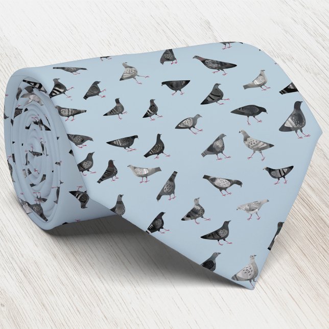 Corbata Canto de cuello de paloma (Fun pigeon bird blue art neck tie)