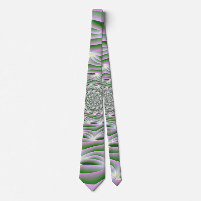 Corbata Canto de cuello rosa y vórtice verde (Anverso)