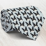 Corbata Canto de cuello verde de Bulldog francés de carame<br><div class="desc">Un divertido Bulldog francés de color negro y blanco o un patrón francés sobre un fondo azul de huevo de pato. Ideal para todos los amantes del perro,  los mascotas,  los caminantes de perros y los veterinarios. Arte original de Nic Squirrell.</div>