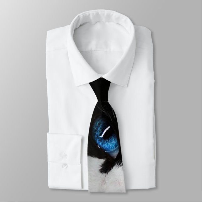 Corbata Canto de gato tuxedo ojos azules (Atado)