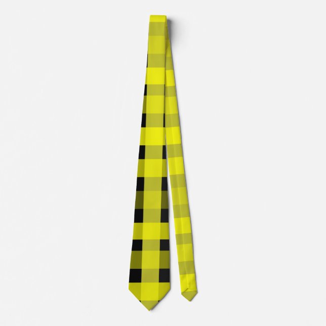 Corbata Canto de Gingham amarillo y negro (Anverso)