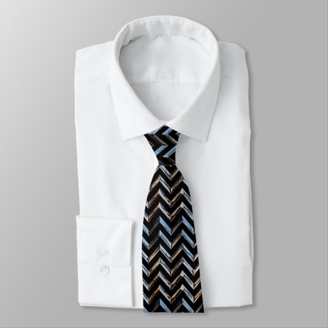 Corbata Canto de ilusión óptica de Chevrons metálicos (Atado)