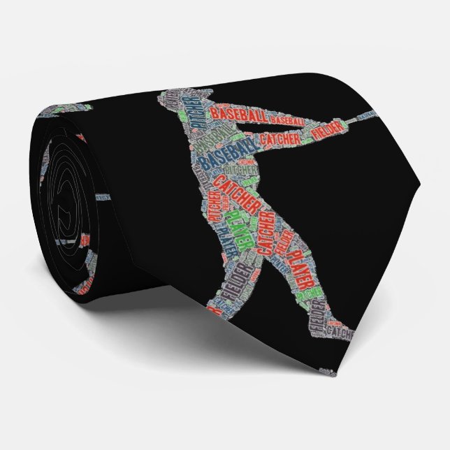 Corbata Canto deportivo del jugador de béisbol rojo verde  (Enrollado)