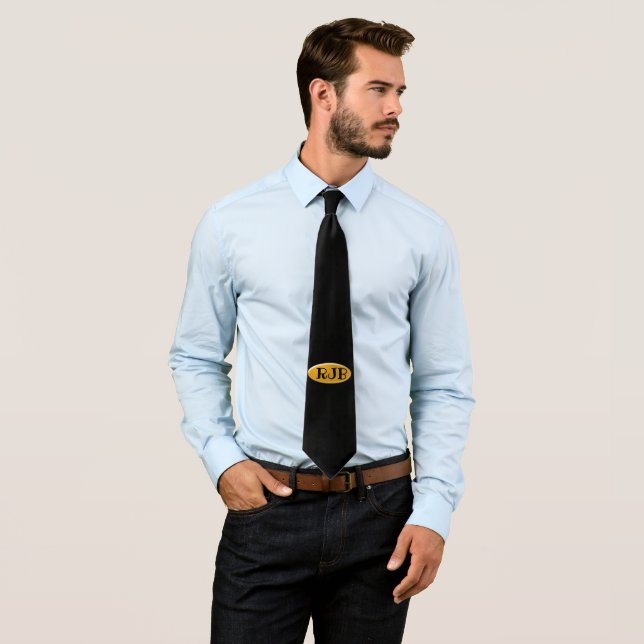 Corbata Canto - Oval dorado con iniciales (In situ)