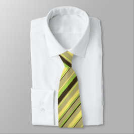Corbata Caqui con rayas de pátero, amarillo y limón de dos