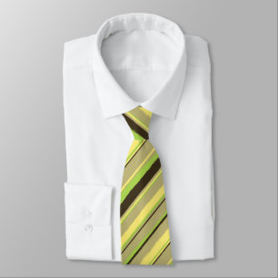 Corbata Caqui con rayas de pátero, amarillo y limón de dos
