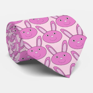 Corbata Cara de conejito rosa lindo de primavera Pascua