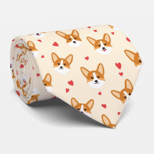 Corbata Cara de perro Corgi con corazones Día de San Valen