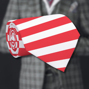 Corbata Caramelo Caña Rojo y Blanco Rayado Horizontal Simp