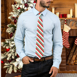 Corbata Caramelo Retro de Navidad Rayado Rojo Verde
