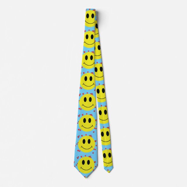 Corbata Caras sonrientes con corazones rojos (Anverso)