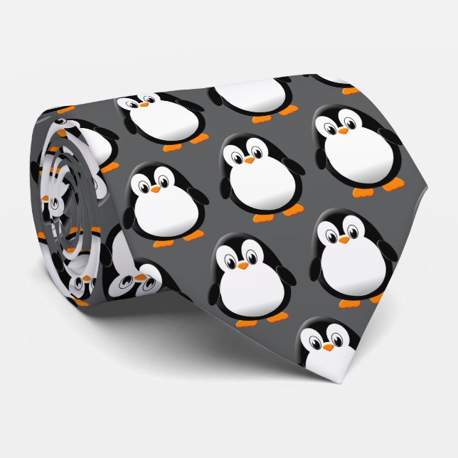 Corbata Carbón Personalizado de pingüino (Enrollado)