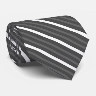 Corbata Carbonilla negra, rayas diagonales grises y blanca