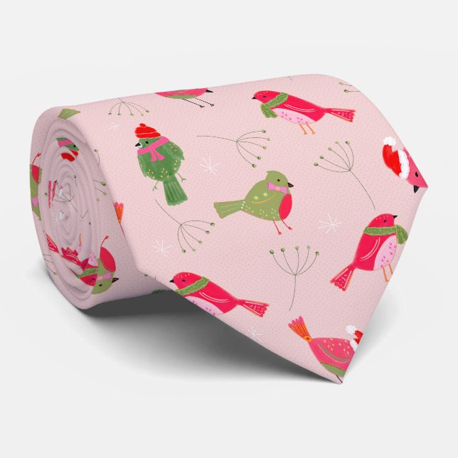 Corbata Cardenales de navidades con bufandas (Enrollado)