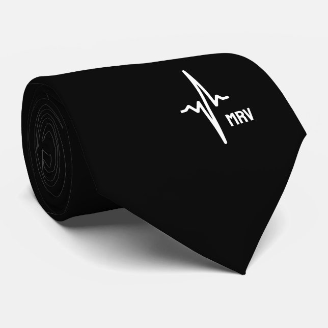 Corbata Cardiólogo Clásico Elegante Negro (Enrollado)