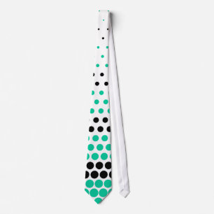 Corbata Caribe moderno verde y negro de lunares