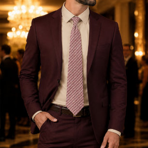 Corbata Carl Burgundy & Blanco Geométrico Lujo Clásico