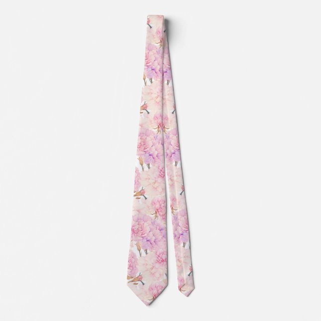 Corbata Carnaciones rosadas y moradas, acuarela (Anverso)