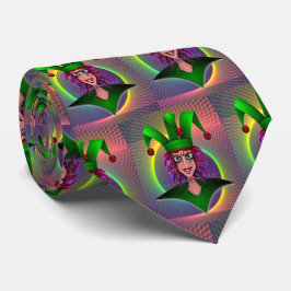 Corbata Carnaval de Mardi Gras, bufón verde morado