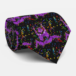 Corbata Carnaval de Mardi Gras Jesters Púrpura Y Confetti