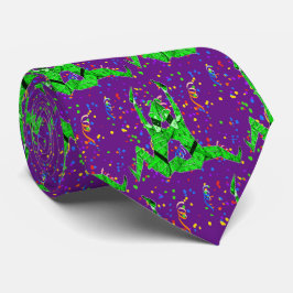 Corbata Carnaval de Mardi Gras Jesters Verdes Y Confetti