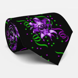 Corbata Carnaval de Mardi Gras Máscara Púrpura Con Confett