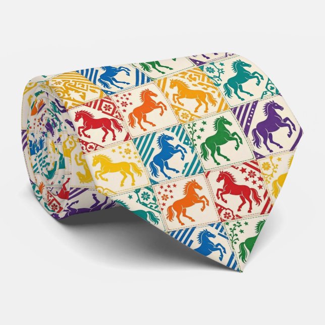 Corbata Carreras de Caballos Seda Falsa | Caballero del Ca (Enrollado)