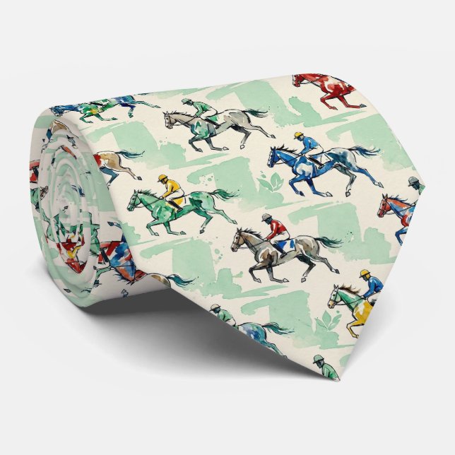 Corbata Carreras de Caballos Seda Falsa | Caballero del Ca (Enrollado)