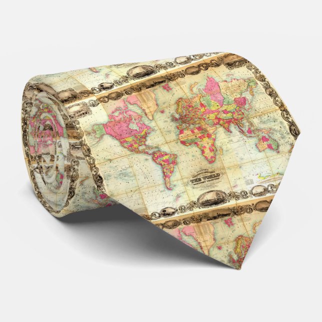 Corbata Cartografía de época del Mapa del Mundo Antiguo (Enrollado)