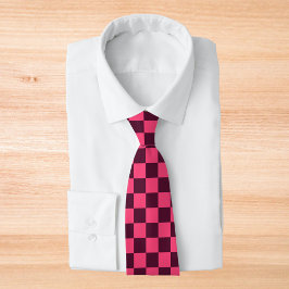 Corbata Cartón de cheques morado y rosa