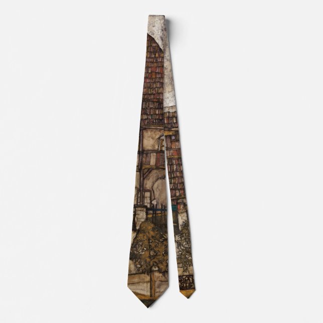Corbata Casa con tejado de ripias por Egon Schiele (Anverso)