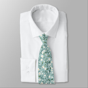 Corbata Casa de campo azul blanco patrón floral vintage bá