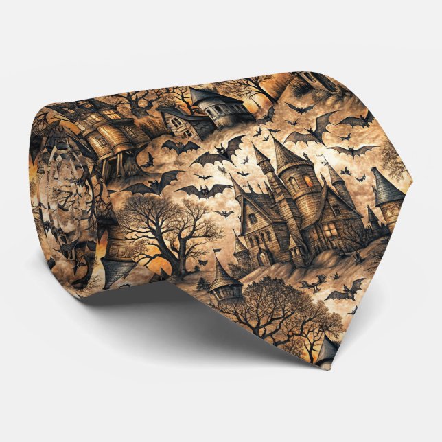 Corbata Casa embrujada vintage (Enrollado)