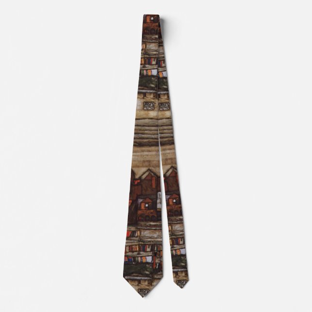 Corbata Casas con lavandería por Egon Schiele (Anverso)