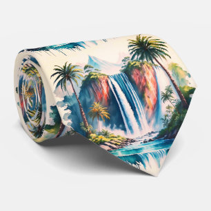 Corbata Cascada tropical con palmeras