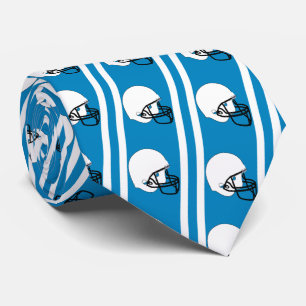 Corbata Casco blanco de fútbol en Med. Cuello azul