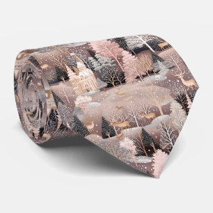 Corbata Castillo de Fantasía Ciervo de Invierno Rosa (4)