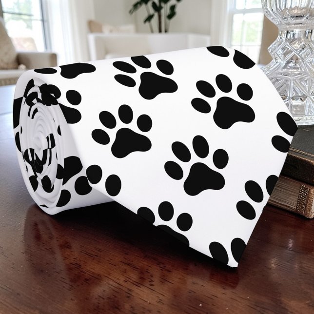 Corbata Cat Paw Retro Black and White Custom Tie (Subido por el creador)