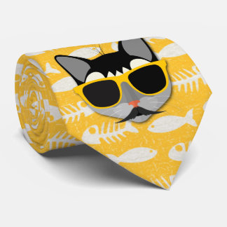 Corbata Catatua Gato gracioso con bigote y gafas de sol