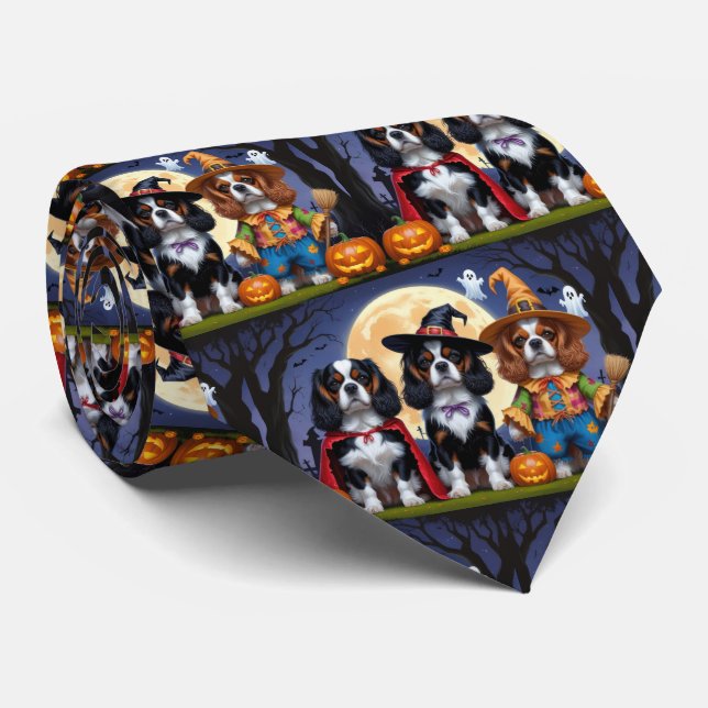 Corbata Cavalier King Charles Spaniel  Calabaza Halloween (Enrollado)