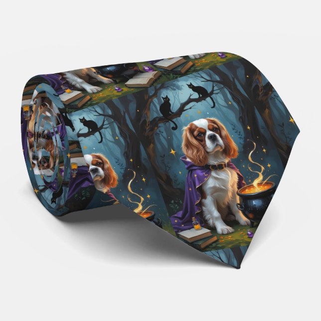 Corbata Cavalier King Charles Spaniel Whimsical Halloween (Enrollado)