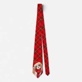 Corbata Cavalier King Charles y los Navidades de Red Plaid