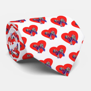 Corbata Cavapoo Perro rojo San Valentín corazón blanco cue