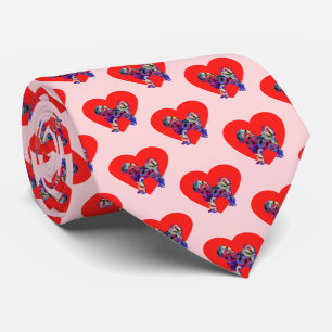 Corbata Cavapoo Perro rojo San Valentín corazón rosado cue