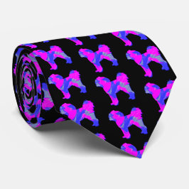Corbata Cavapoo Perro Silhouette Pink and Blue Black Cuell